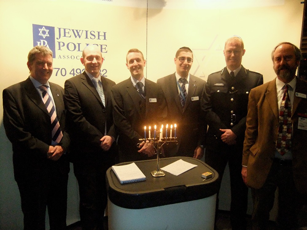 Tim Williams (JPA Treasurer), Mathew Shaer (JPA Chair), Michael Loebenberg (JPA Deputy Chair), Nochum Dewhurst (JPA Youth Officer), Commander Stephen Rodhouse, Rabbi Dr Jonathan Romain (JPA Chaplain)